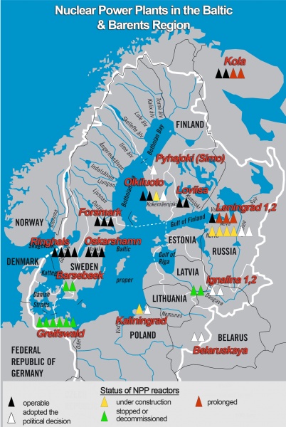 Map of the nuclear power plants around the Baltic Sea created by Oleg Bodrov